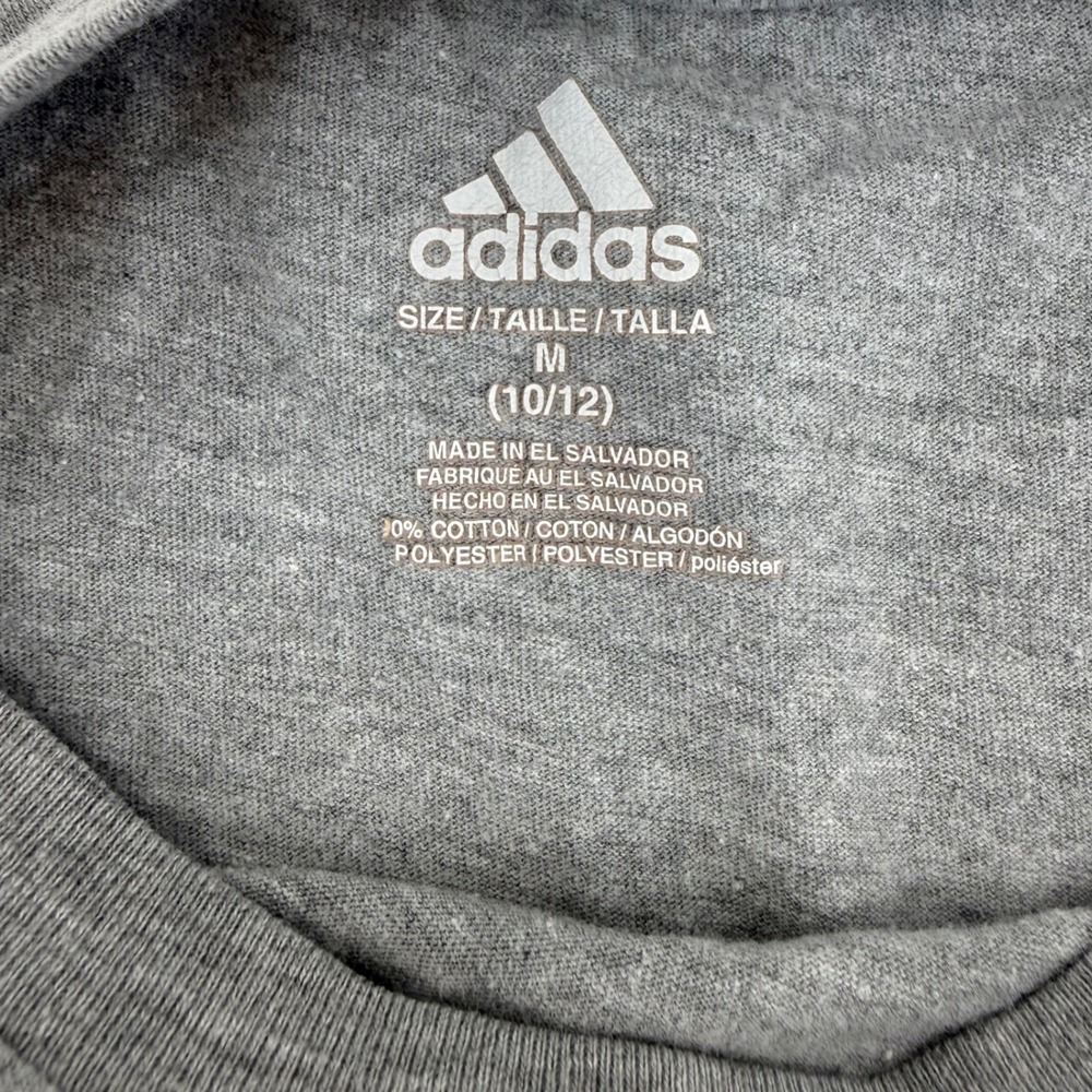 Adidas Kids Gray Short Sleeve T Shirt Logo Graphic Tee Size M 10 12 - Picture 4 of 7